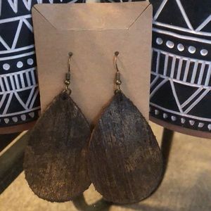 Handmade Leather Teardrop Earrings $16 each pair